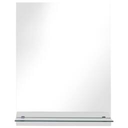 Berkfield Home Wall Mirror with Shelf 20x40 cm Tempered Glass in Silver - thumbnail 3