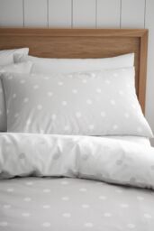 Catherine Lansfield 'Brushed Polka Dot' Cotton Reversible Duvet Cover Set in Grey - Size: King - thumbnail 3
