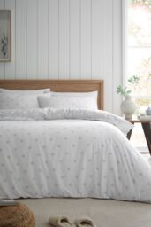 Catherine Lansfield 'Brushed Polka Dot' Cotton Reversible Duvet Cover Set in Grey - Size: King - thumbnail 2