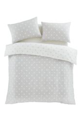 Catherine Lansfield 'Brushed Polka Dot' Cotton Reversible Duvet Cover Set in Grey - Size: King - thumbnail 5