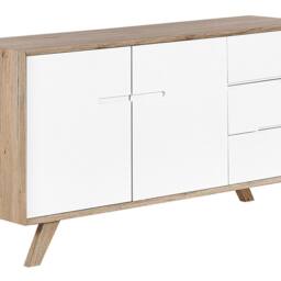 Wyld and Coco Nordic Sideboard White and Light Brown - 3 Drawers 2 Cabinets - thumbnail 2
