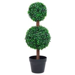 Berkfield Home Lush Artificial Boxwood Plant with Pot Ball Shaped Green 60 cm - thumbnail 2