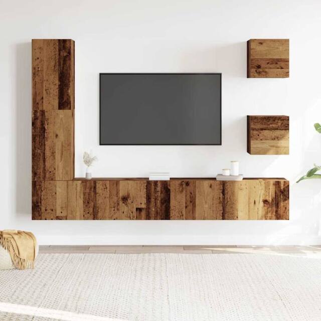 Berkfield Home Classic 5 Piece TV Cabinet Set Wall-mounted Old Wood Engineered Wood - image 1