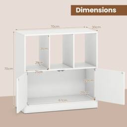 Costway 3-Cube Bookcase 3-Tier Bookshelf w/Cabinet Modern Storage Organizer in White - thumbnail 2