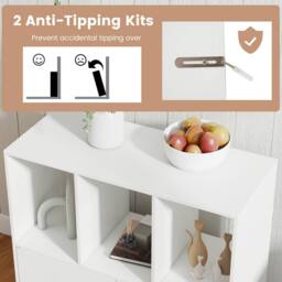Costway 3-Cube Bookcase 3-Tier Bookshelf w/Cabinet Modern Storage Organizer in White - thumbnail 5
