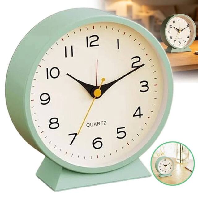 NESTLUNE Alarm Clock with No Tick, Small Retro Desk Battery Operated in Green - Size: 100 cm x 80 cm - image 1