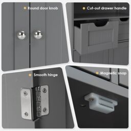 Costway Wooden Freestanding Cupboard Cabinet for Bathroom in Grey - thumbnail 6