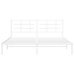 Berkfield Home Metal Bed Frame without Mattress with Headboard White 183x213cm - Size: 183x213 cm - thumbnail 5