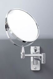 Orsina Wall Mounted Extending Mirror, Durable 29x17cm Chrome Bathroom Mirror, Swivel Design in Silver - Size: 29x17 cm - thumbnail 5