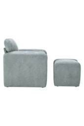 Living and Home Chenille Upholstered Armchair with Footstool in Grey - thumbnail 5