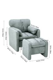 Living and Home Chenille Upholstered Armchair with Footstool in Grey - thumbnail 2