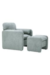Living and Home Chenille Upholstered Armchair with Footstool in Grey - thumbnail 4