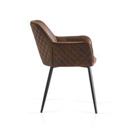 SONARA Dark Walnut Round Dining Table with 4 Faux Suede Dining Chairs Set in Brown - thumbnail 8