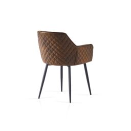 SONARA Dark Walnut Round Dining Table with 4 Faux Suede Dining Chairs Set in Brown - thumbnail 9