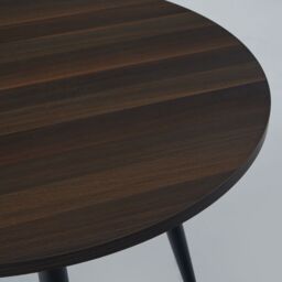 SONARA Dark Walnut Round Dining Table with 4 Faux Suede Dining Chairs Set in Brown - thumbnail 7