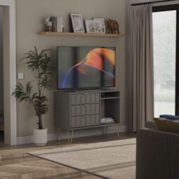 Ready Assembled 2 U Metro 3 Drawer TV Unit (Ready Assembled) in Grey - Size: Medium