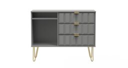 Ready Assembled 2 U Metro 3 Drawer TV Unit (Ready Assembled) in Grey - Size: Medium - thumbnail 2