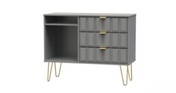 Ready Assembled 2 U Metro 3 Drawer TV Unit (Ready Assembled) in Grey - Size: Medium - thumbnail 4