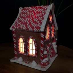 Samuel Alexander 20cm Battery Operated LED Gingerbread Santa Candy Cabin Christmas Decoration - thumbnail 4