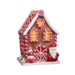 Samuel Alexander 20cm Battery Operated LED Gingerbread Santa Candy Cabin Christmas Decoration - thumbnail 8