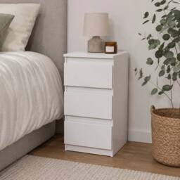 FORGEVIO White 3 Drawer Bedroom Nightstand Storage Bedside Cabinet - thumbnail 3