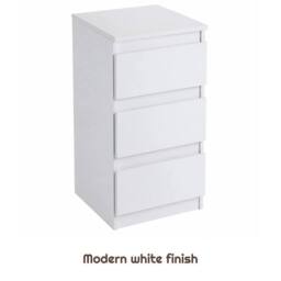 FORGEVIO White 3 Drawer Bedroom Nightstand Storage Bedside Cabinet - thumbnail 1