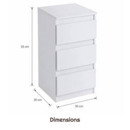 FORGEVIO White 3 Drawer Bedroom Nightstand Storage Bedside Cabinet - thumbnail 2