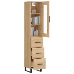 Berkfield Home Highboard Sonoma Oak 34.5x34x180 cm Engineered Wood in Brown - thumbnail 3