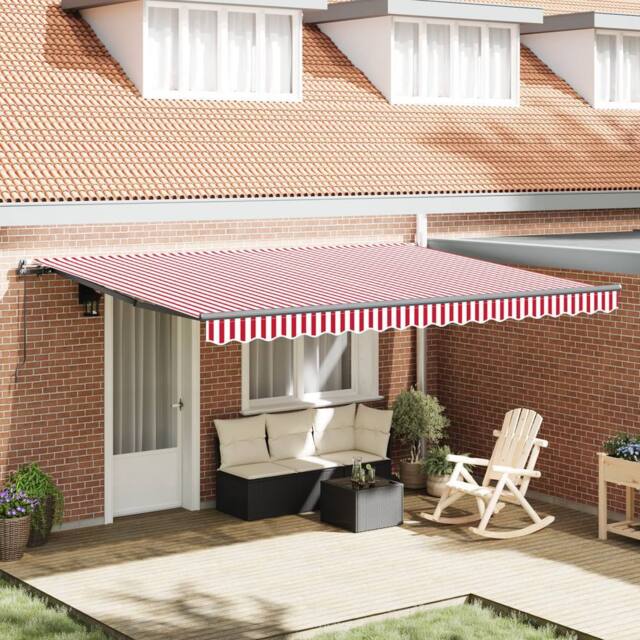 Berkfield Home Manual Retractable Awning Red & White Stripe 450x300 cm - image 1