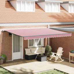 Berkfield Home Manual Retractable Awning Red & White Stripe 450x300 cm - thumbnail 1