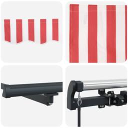 Berkfield Home Manual Retractable Awning Red & White Stripe 450x300 cm - thumbnail 8