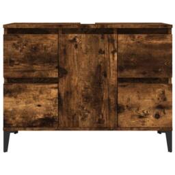 Berkfield Home Sink Cabinet Smoked Oak 80x33x60 cm Engineered Wood in Brown - Size: 80 x 33 x 60 cm - thumbnail 5