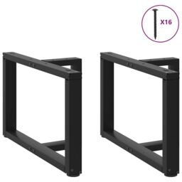 Berkfield Home Coffee Table Legs T-Shaped¬†2 pcs Black 60x25x(42-43) cm Steel - thumbnail 3