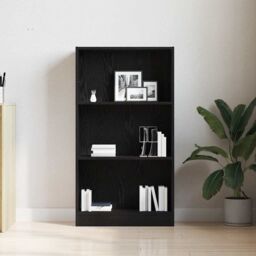 Berkfield Home Bookcase Black Oak 60x24x109 cm Engineered Wood in Brown - Size: 60 x 24 x 109 cm - thumbnail 3