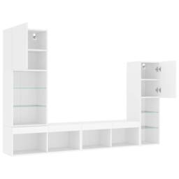 Berkfield Home 4 Piece TV Wall Units with LED White Engineered Wood - thumbnail 6