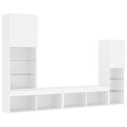 Berkfield Home 4 Piece TV Wall Units with LED White Engineered Wood - thumbnail 3