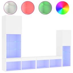 Berkfield Home 4 Piece TV Wall Units with LED White Engineered Wood - thumbnail 2