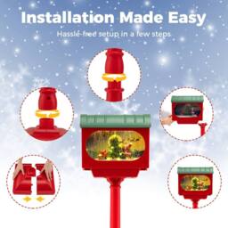 Gymax Christmas Street Lamp Sound & Tap Activated Xmas Indoor Streetlamp in Red - thumbnail 7