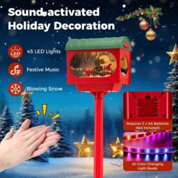 Gymax Christmas Street Lamp Sound & Tap Activated Xmas Indoor Streetlamp in Red - thumbnail 9