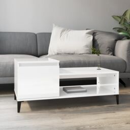 Berkfield Home Coffee Table High Gloss White 100x50x45 cm Engineered Wood - Size: 100 x 50 x 45 cm - thumbnail 1