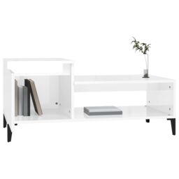 Berkfield Home Coffee Table High Gloss White 100x50x45 cm Engineered Wood - Size: 100 x 50 x 45 cm - thumbnail 4