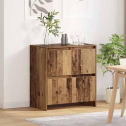 Berkfield Home Sideboard with Door Old wood 70 x 41 x 75 cm Engineered wood in Brown - thumbnail 4