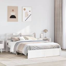Berkfield Home Beautiful Bed Frame with Headboard without Mattress White 160x200 cm - thumbnail 2