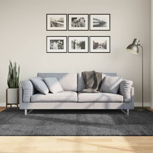 Berkfield Home Rug OVIEDO Short Pile Anthracite 160x230 cm in Black - Size: Medium - image 1
