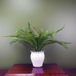 Leaf Artificial 40cm Bushy Fern Potted in Decorative Planter in Green - thumbnail 1