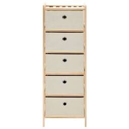 Berkfield Home Storage Racks with 5 Fabric Baskets 2 pcs Beige Cedar Wood - thumbnail 3