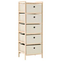Berkfield Home Storage Racks with 5 Fabric Baskets 2 pcs Beige Cedar Wood - thumbnail 2