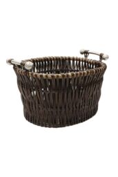 JVL Dark Vertical Weave Log Basket in Dark Brown - thumbnail 3