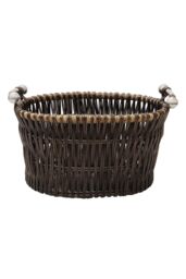 JVL Dark Vertical Weave Log Basket in Dark Brown - thumbnail 2