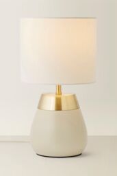 ValueLights Hurst Bulbous Touch Table Lamp with Drum Lamp Shade & Bulb in Cream - thumbnail 3